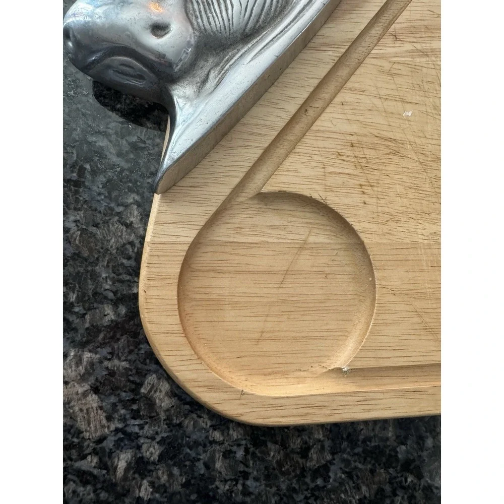Vintage The Cellar Bull Handles on Hardwood Serving Tray Cutting board 20
